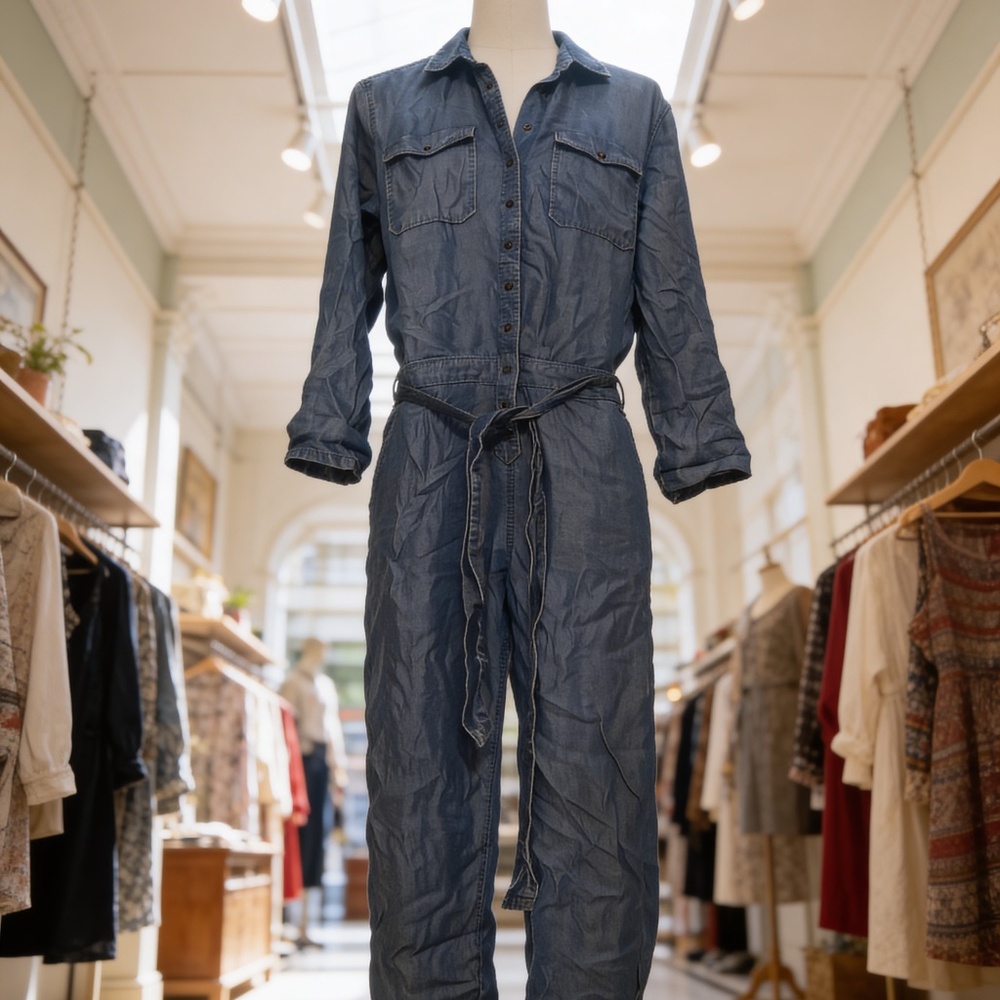 Pepe Jeans Cameo Lyocell Denim Long-Sleeve Jumpsuit in XL